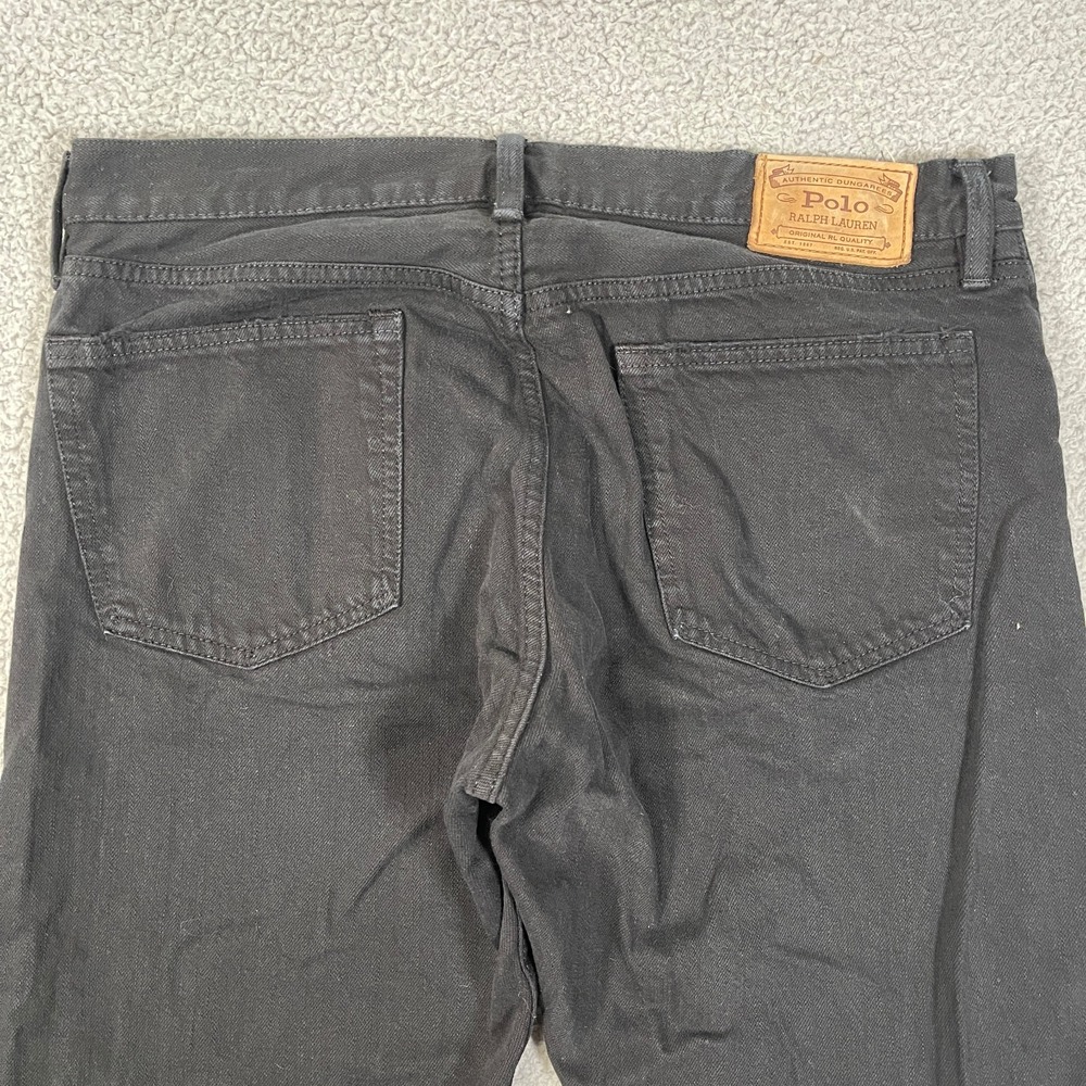 Polo Ralph Lauren Jeans Mens 33x30 Black Denim Streetwear Straight Leg Dungarees - Picture 5 of 11